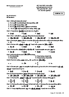 Đề thi trắc nghiệm môn Hình học lớp 10 - Mã đề thi 130